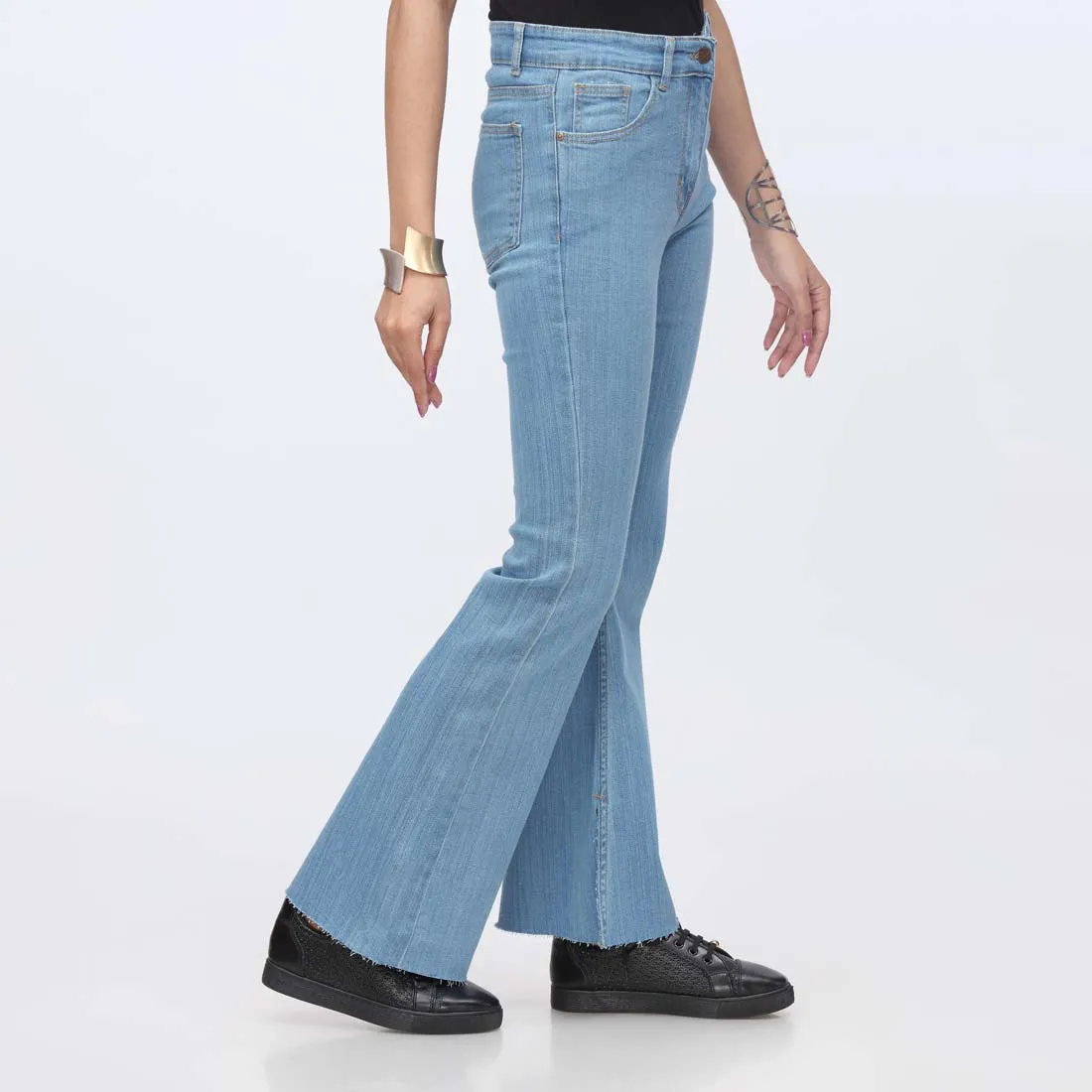 Sky Blue Bell Bottom Denim Pant PS1542