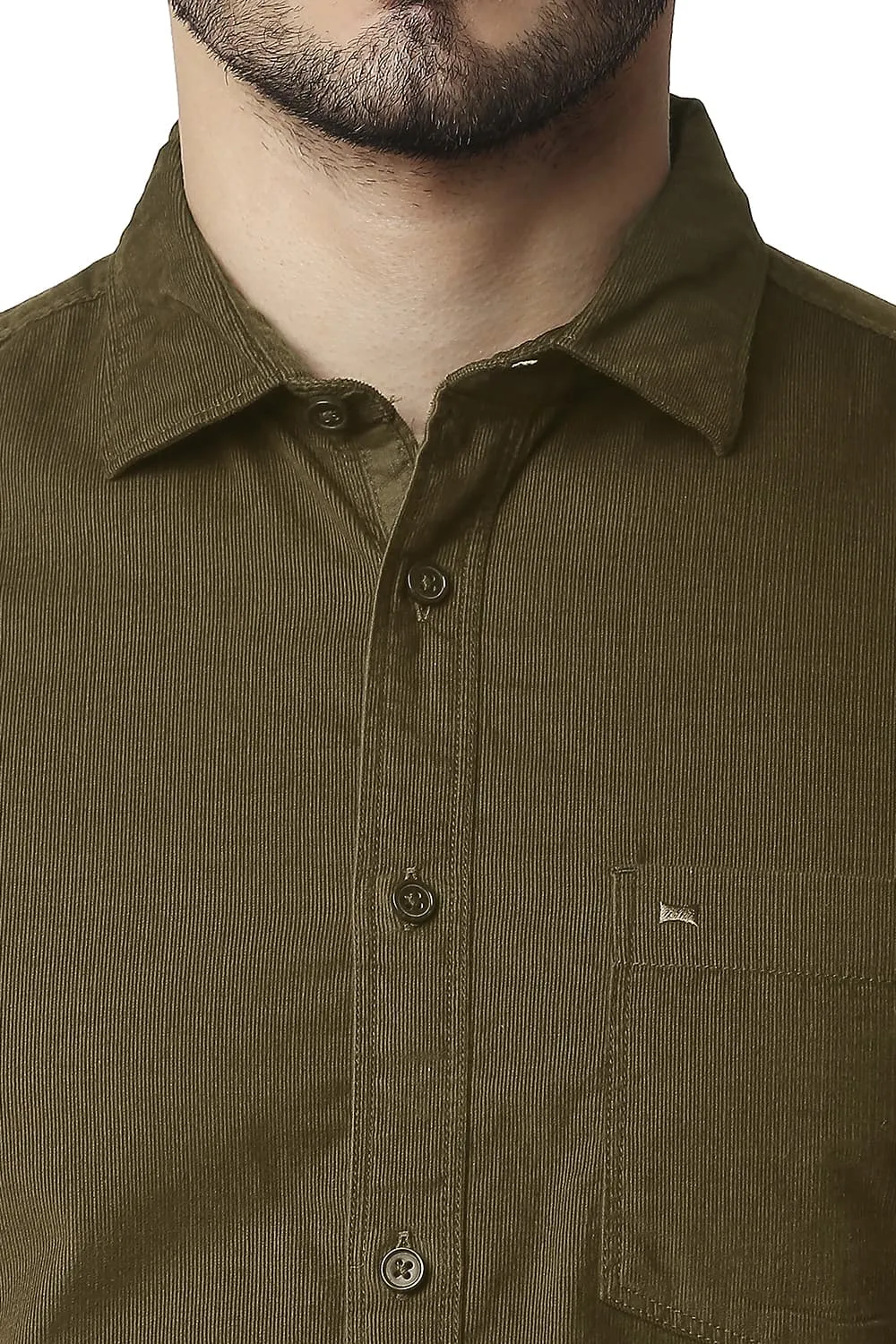 Slim Fit Corduroy Halfsleeves Shirt