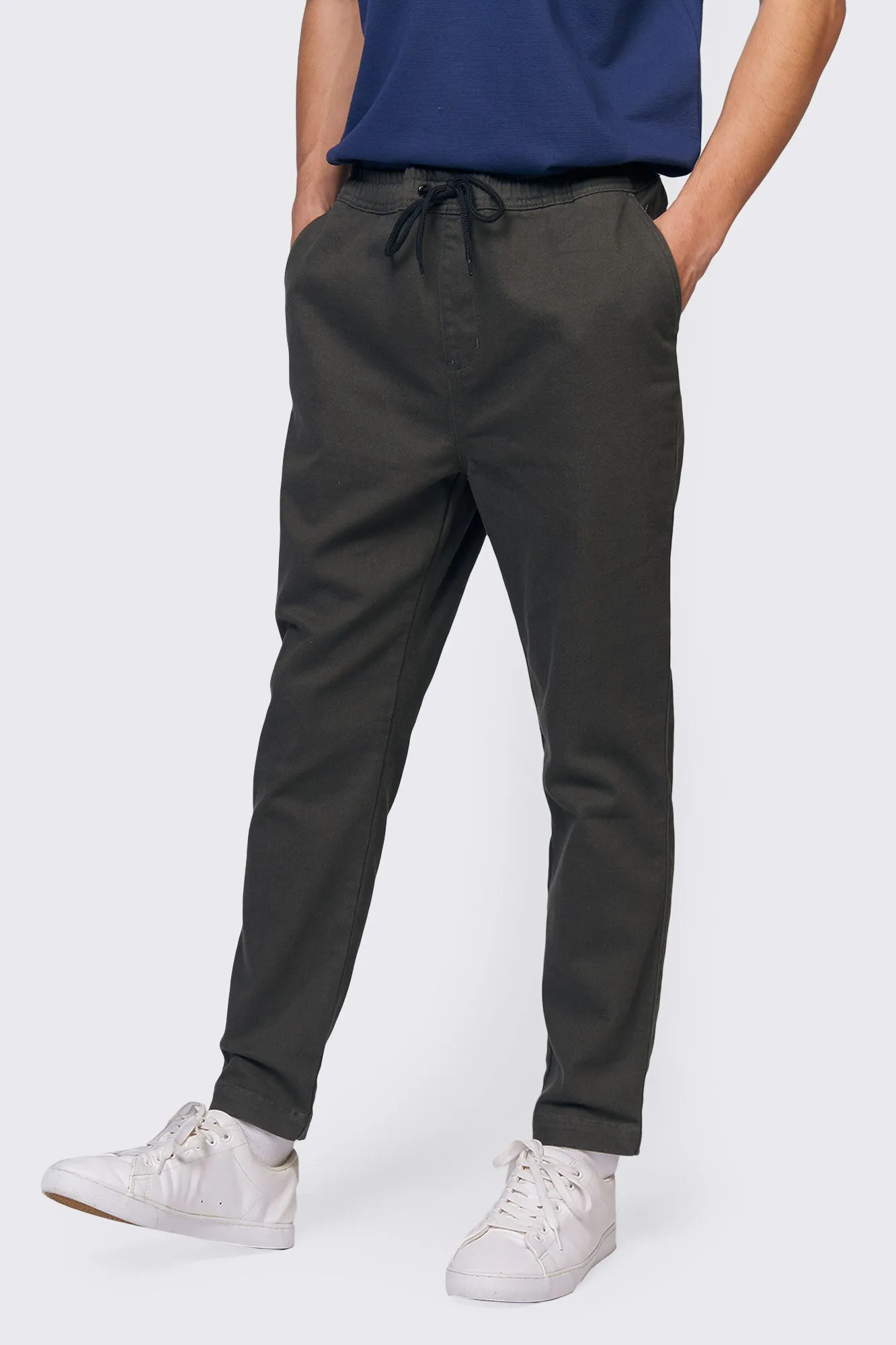 Slim Fit Woven Drawstring Trousers