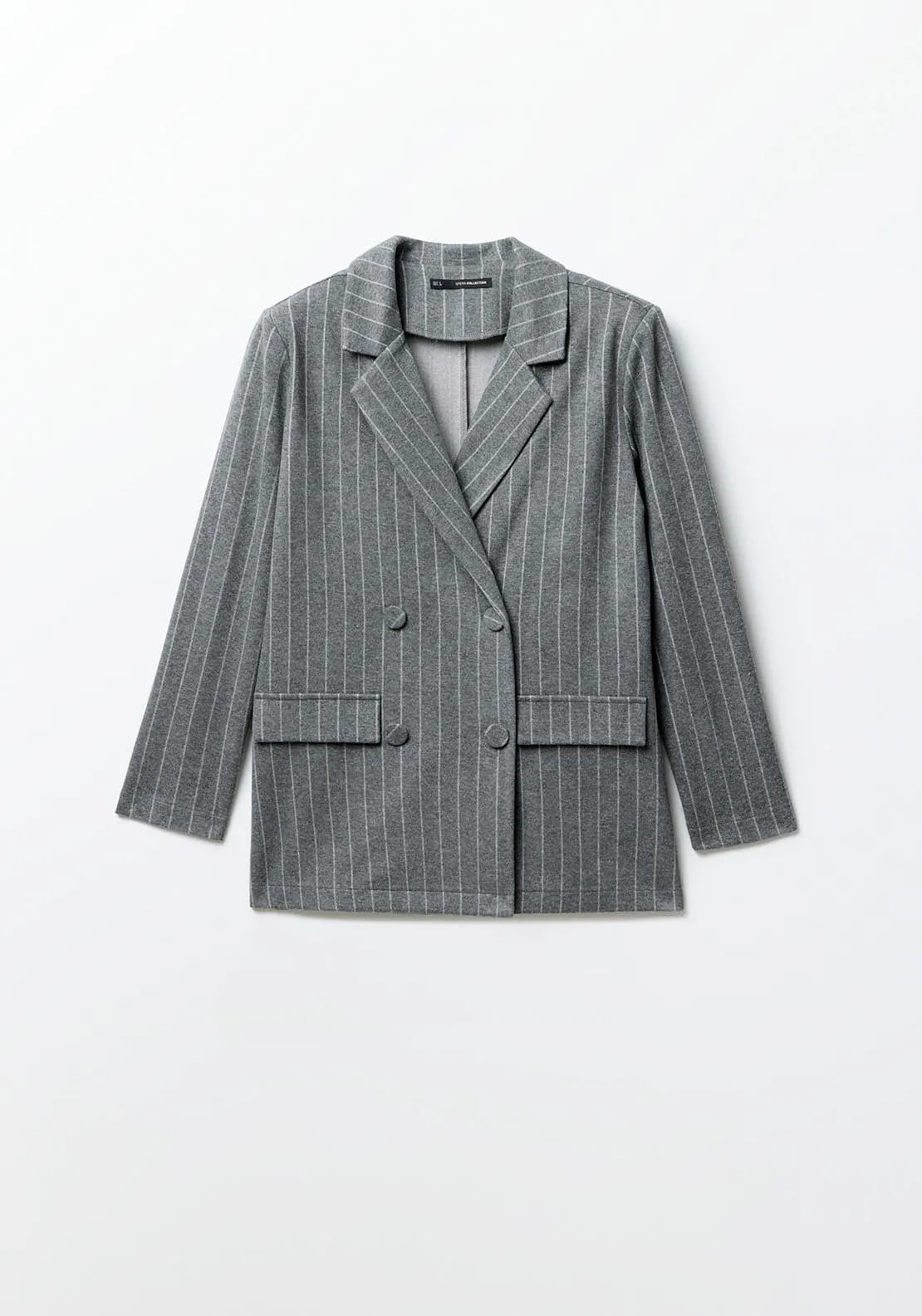 Soft-touch pinstripe blazer - Light Grey