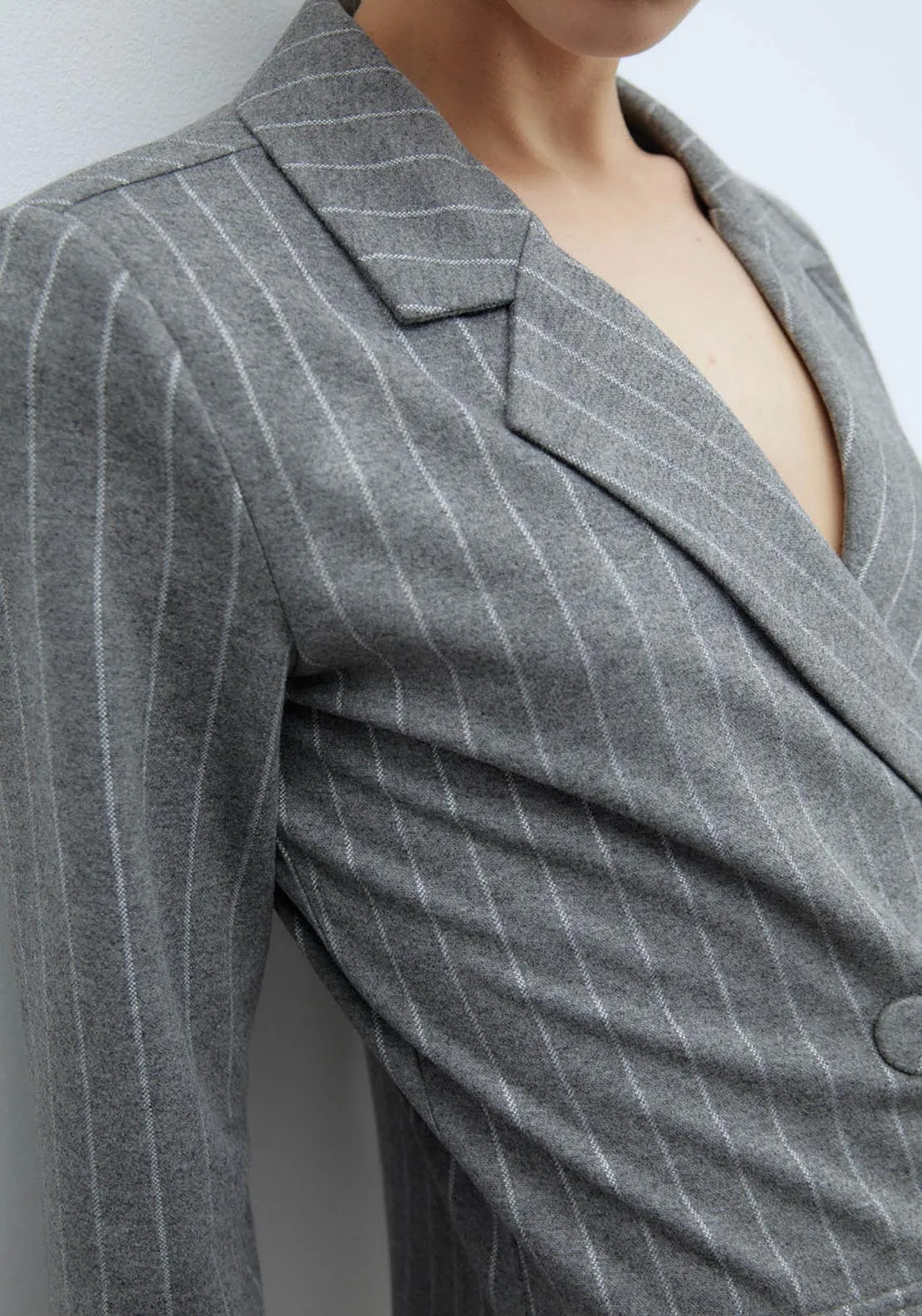 Soft-touch pinstripe blazer - Light Grey