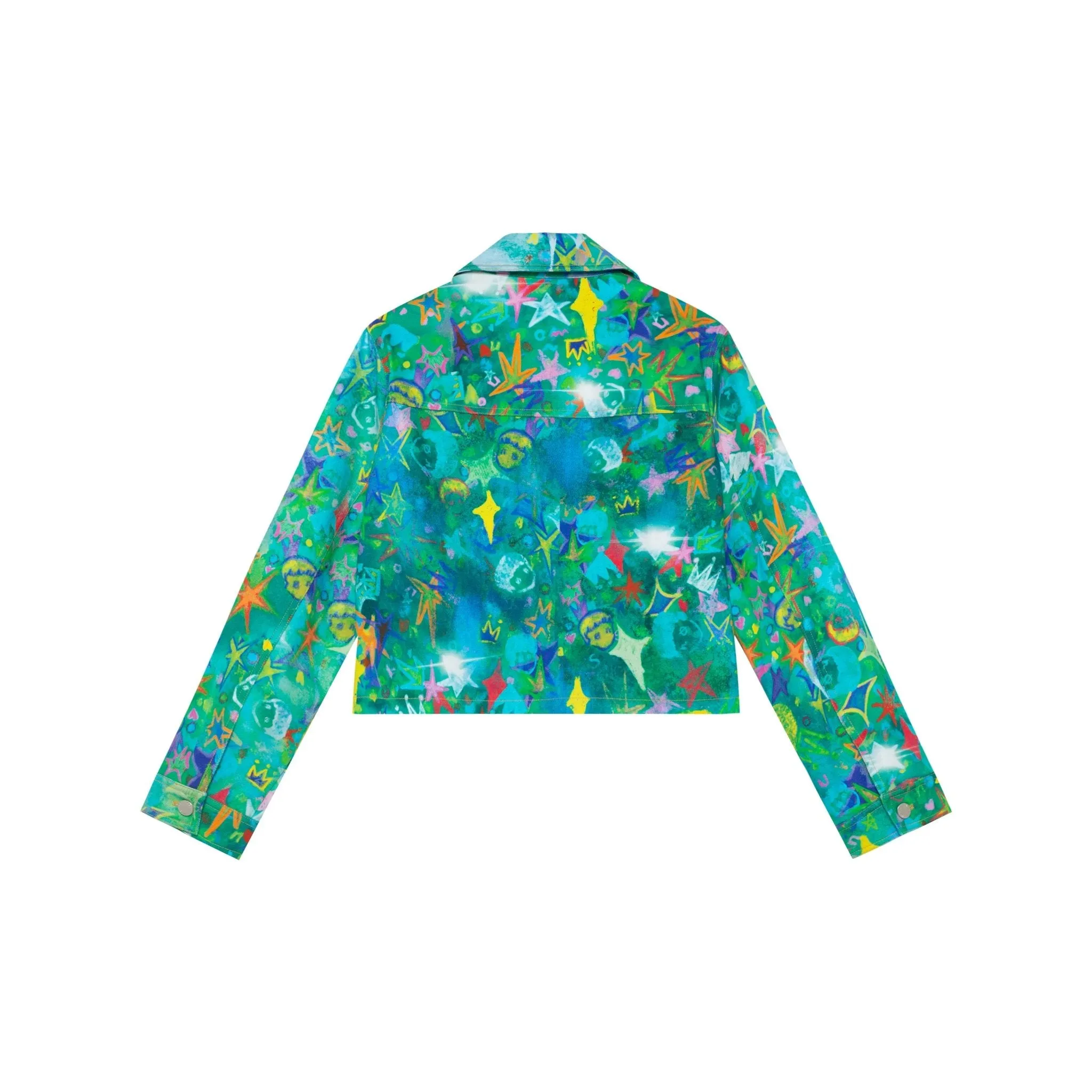 Star Baby Head Full Print Denim Jacket