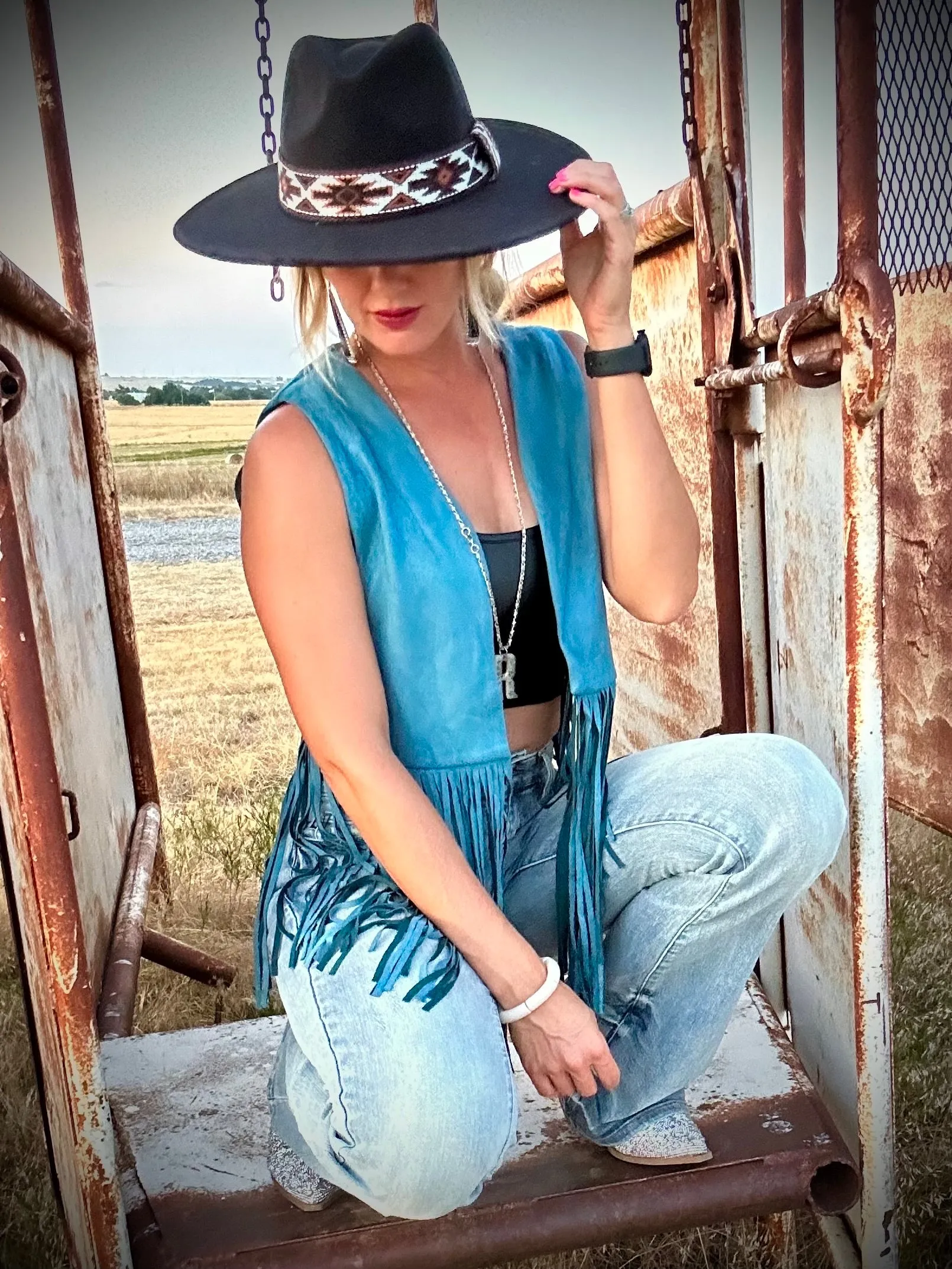 Suede fringe vest