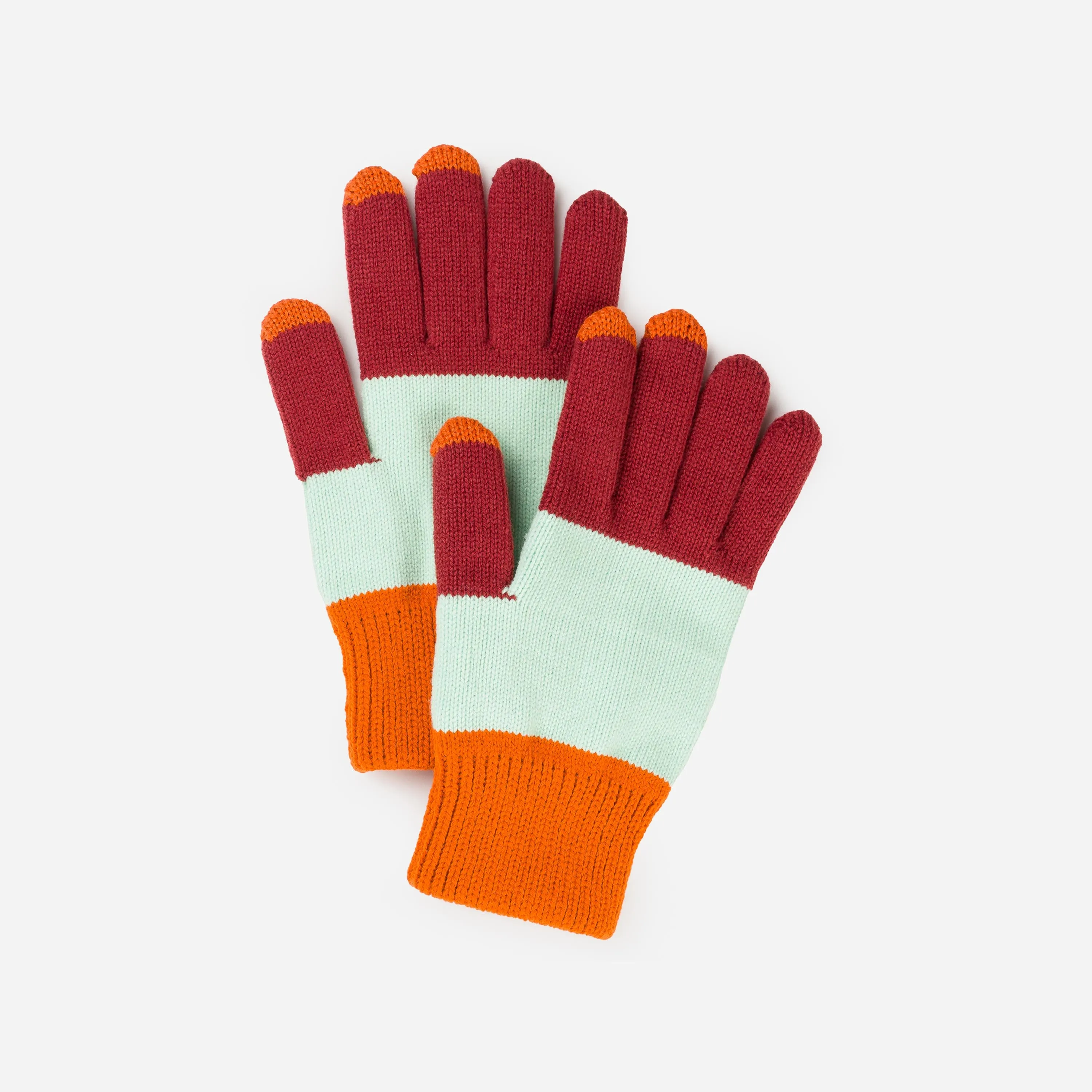 Trio Colorblock Knit Touchscreen Gloves