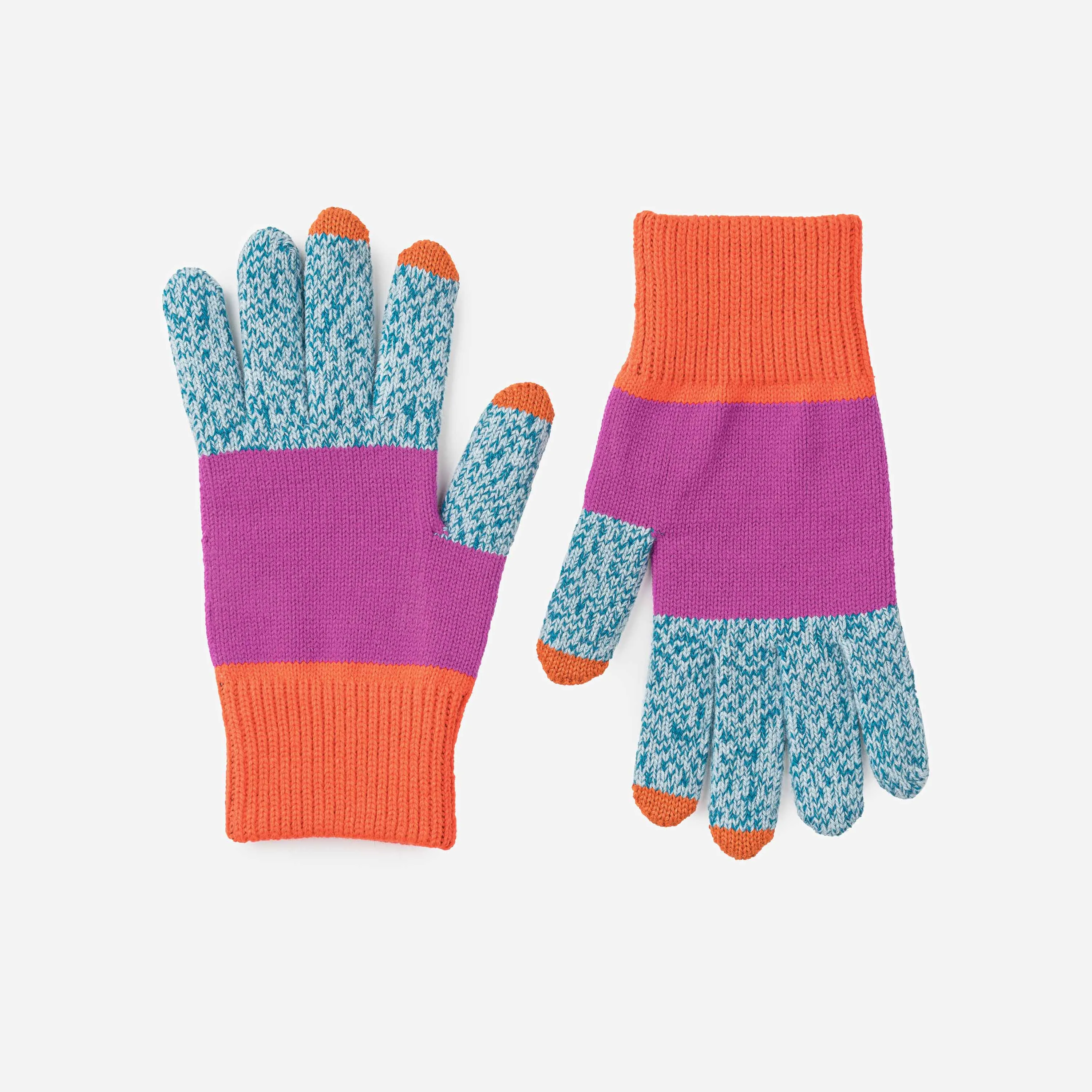 Trio Colorblock Knit Touchscreen Gloves