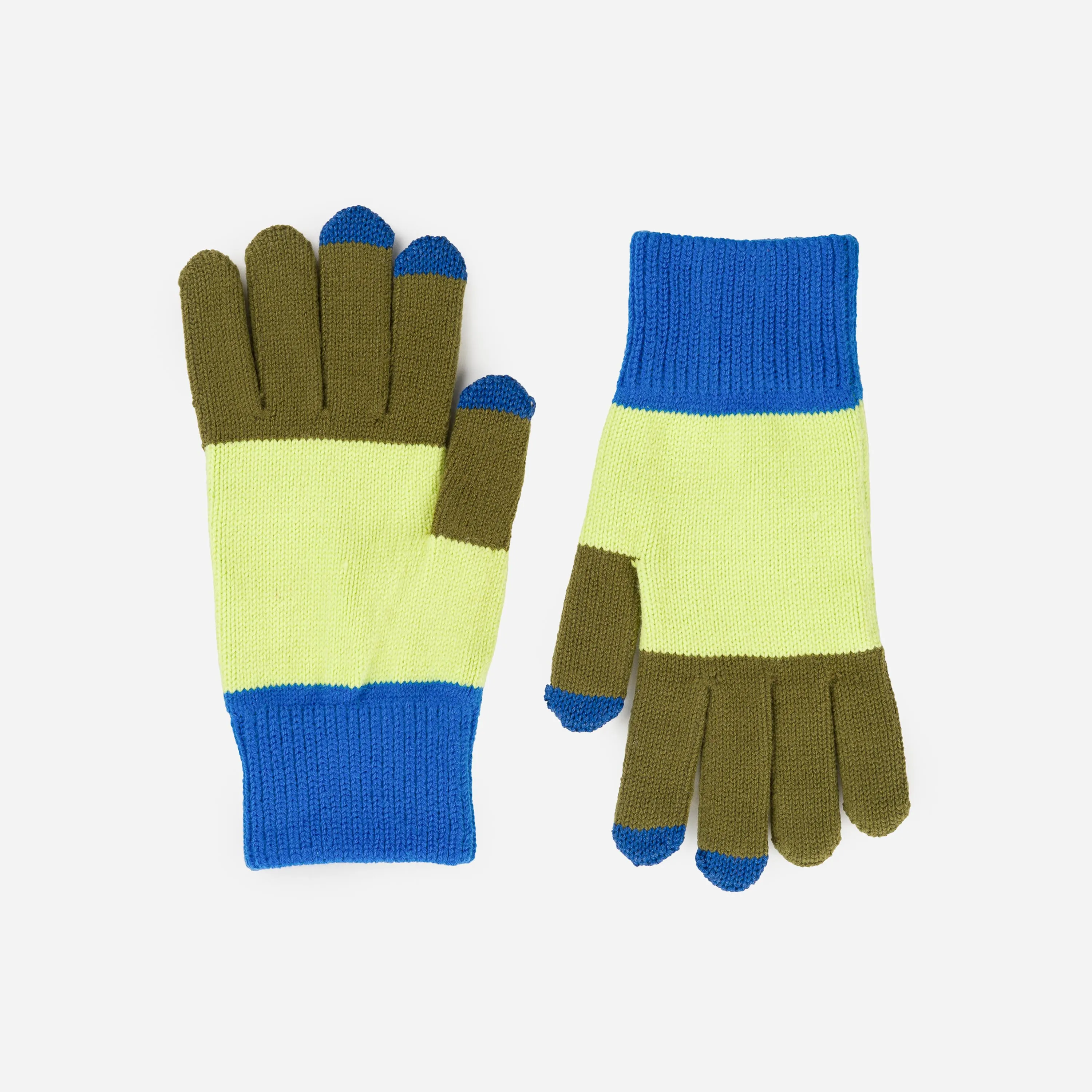 Trio Colorblock Knit Touchscreen Gloves