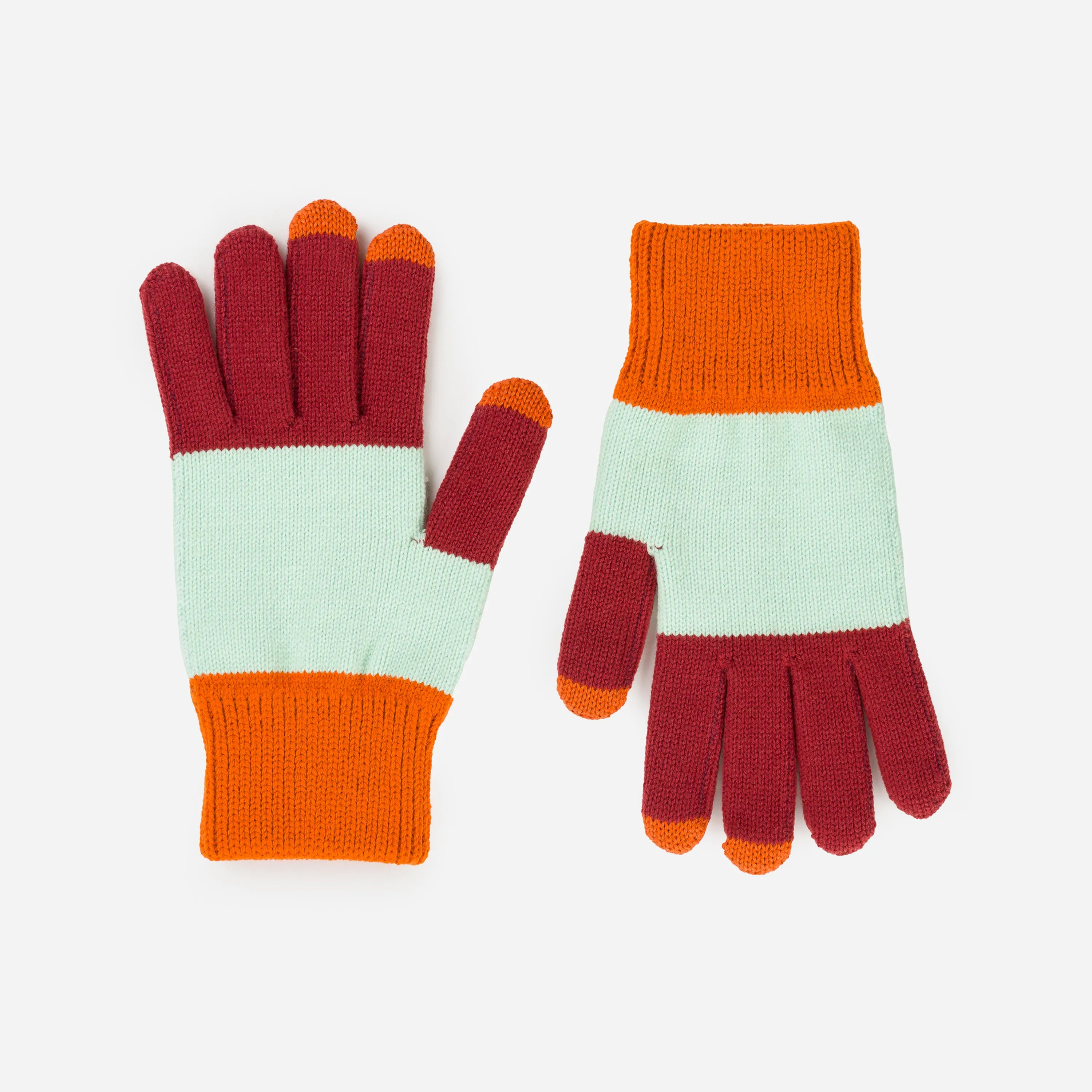 Trio Colorblock Knit Touchscreen Gloves