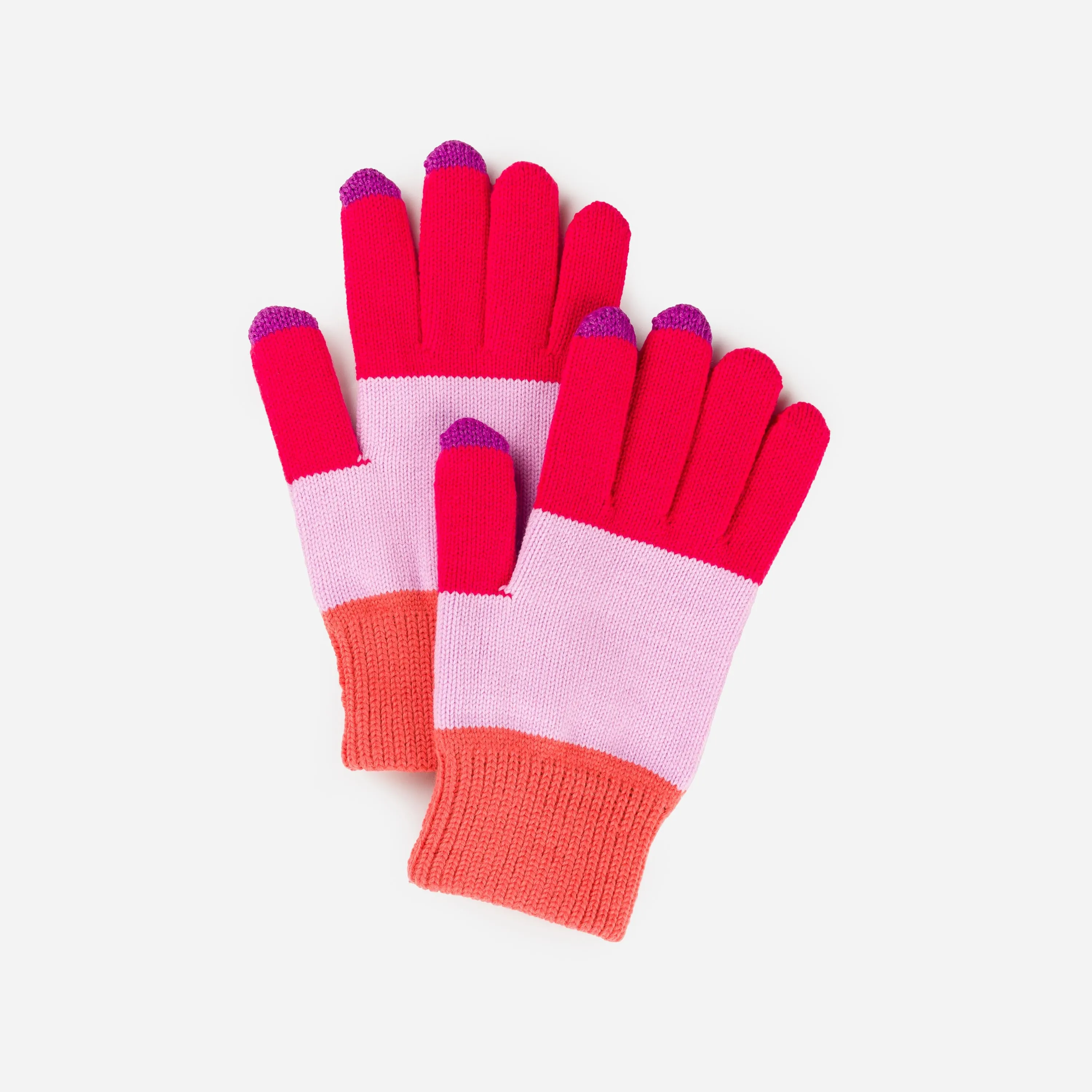 Trio Colorblock Knit Touchscreen Gloves