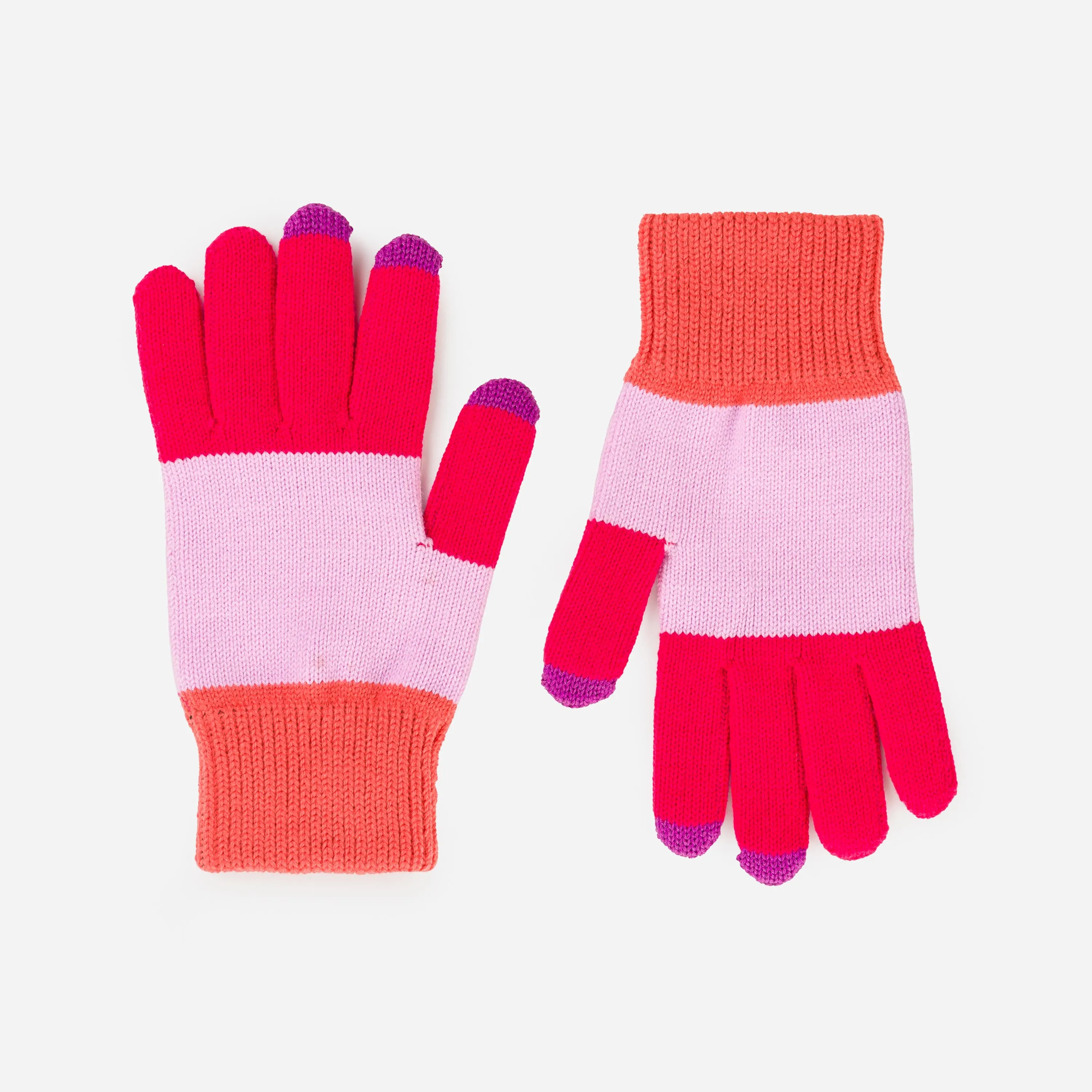 Trio Colorblock Knit Touchscreen Gloves