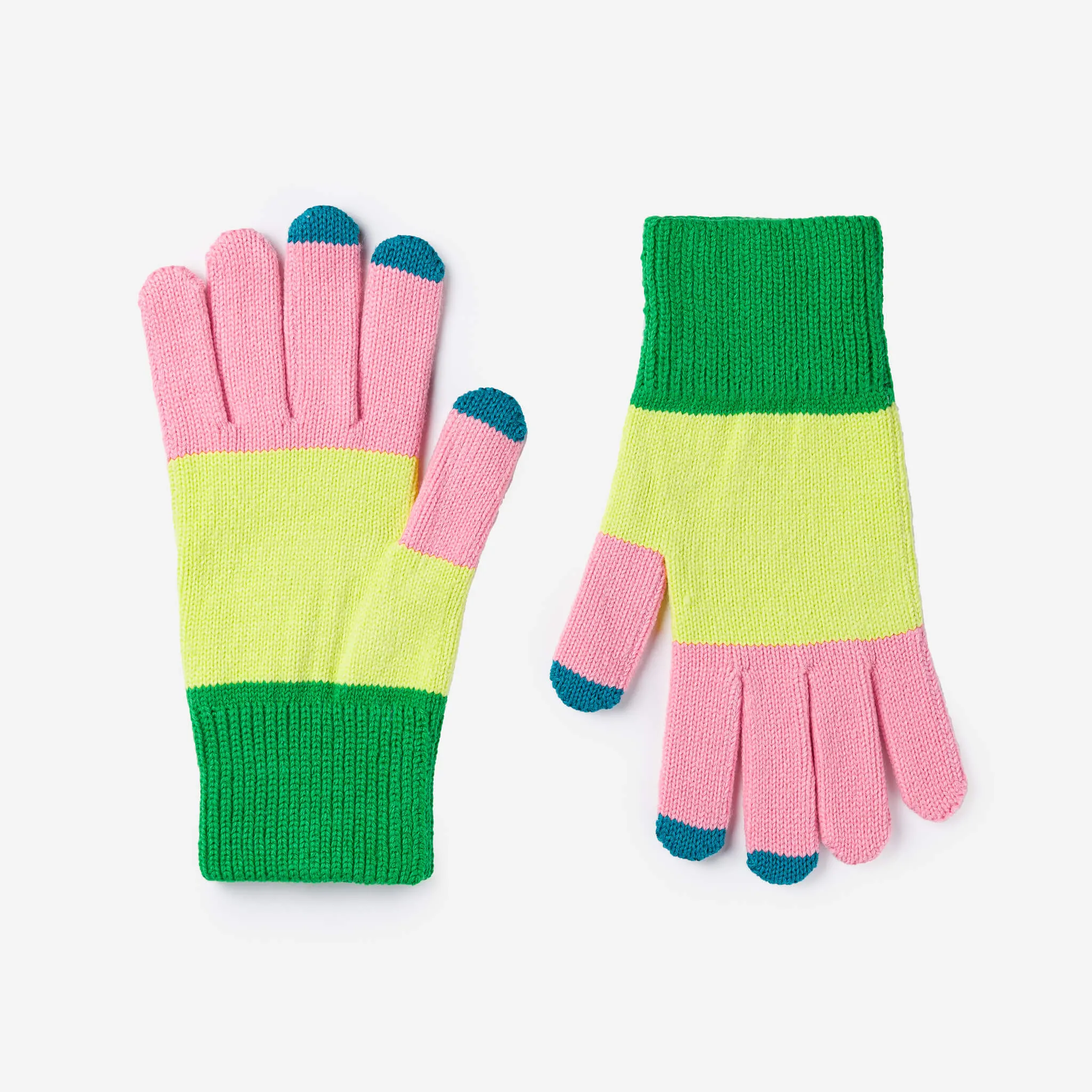 Trio Colorblock Knit Touchscreen Gloves