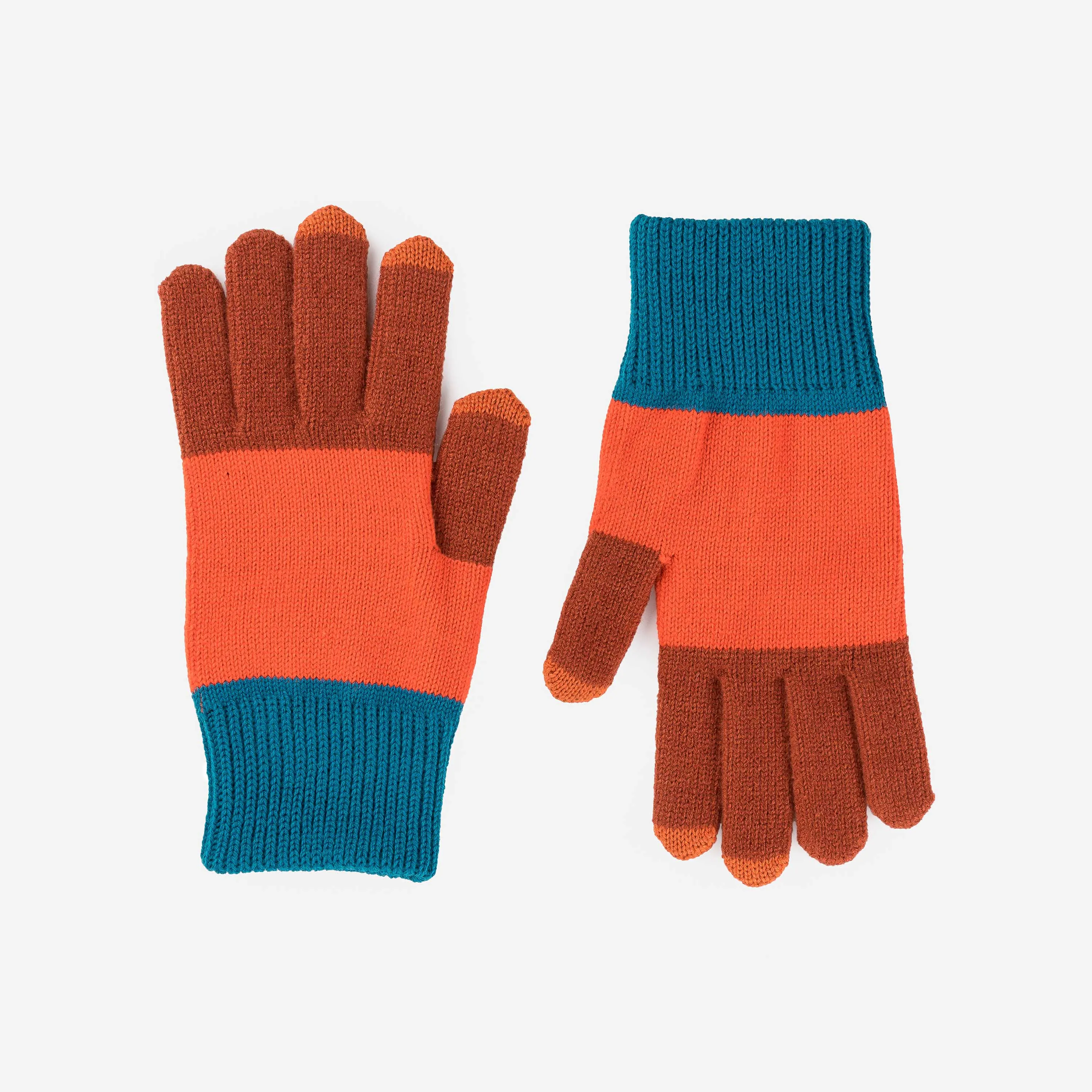 Trio Colorblock Knit Touchscreen Gloves