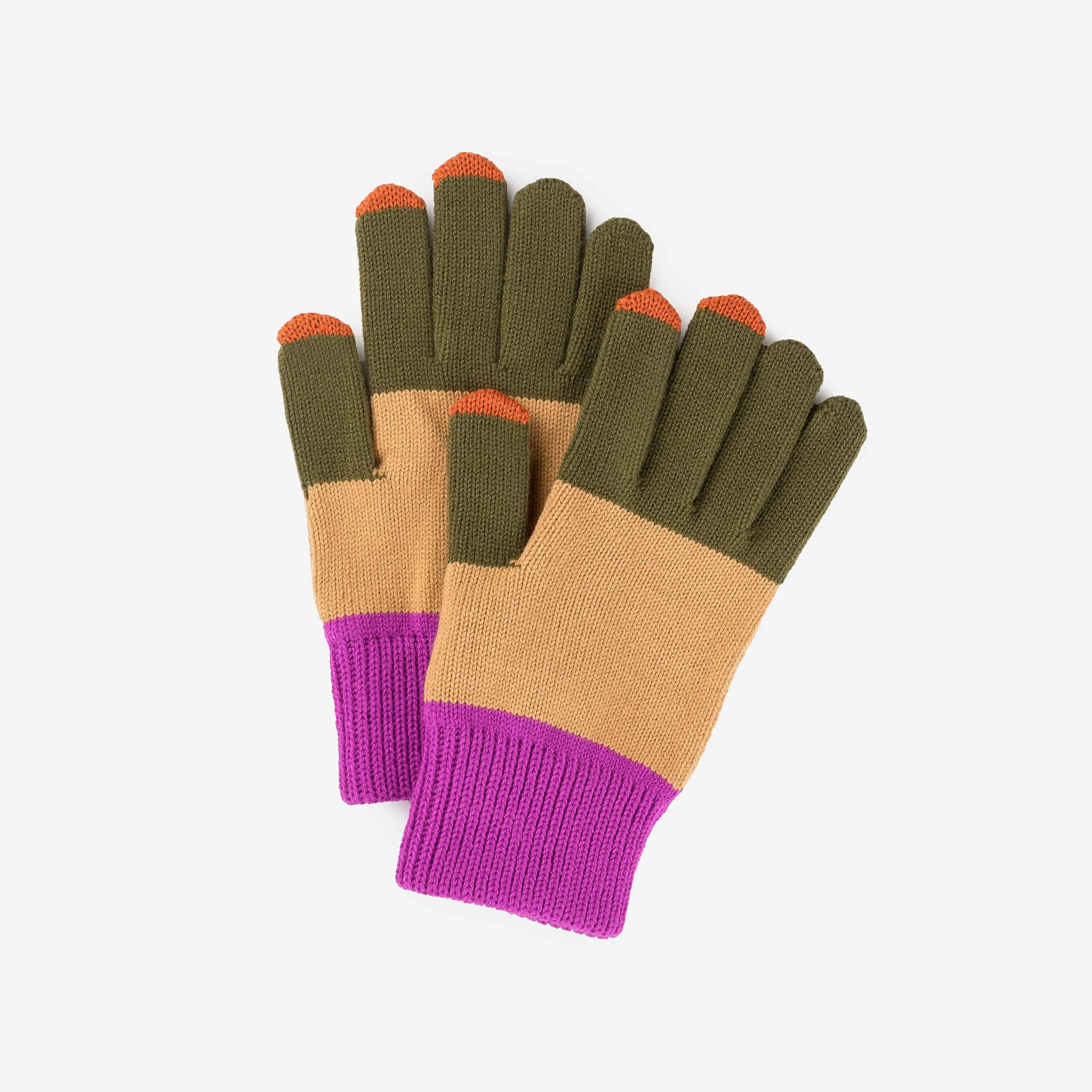 Trio Colorblock Knit Touchscreen Gloves