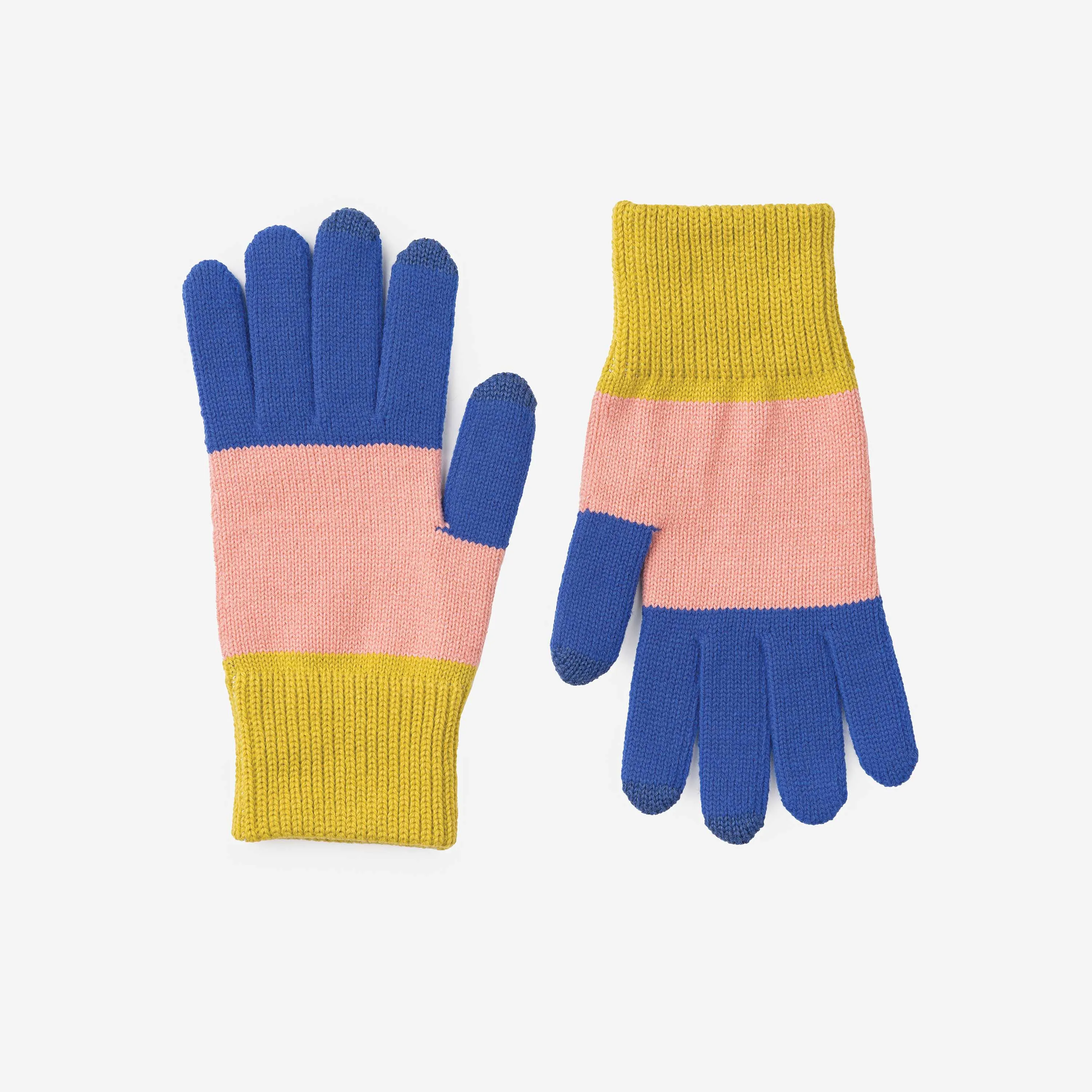 Trio Colorblock Knit Touchscreen Gloves