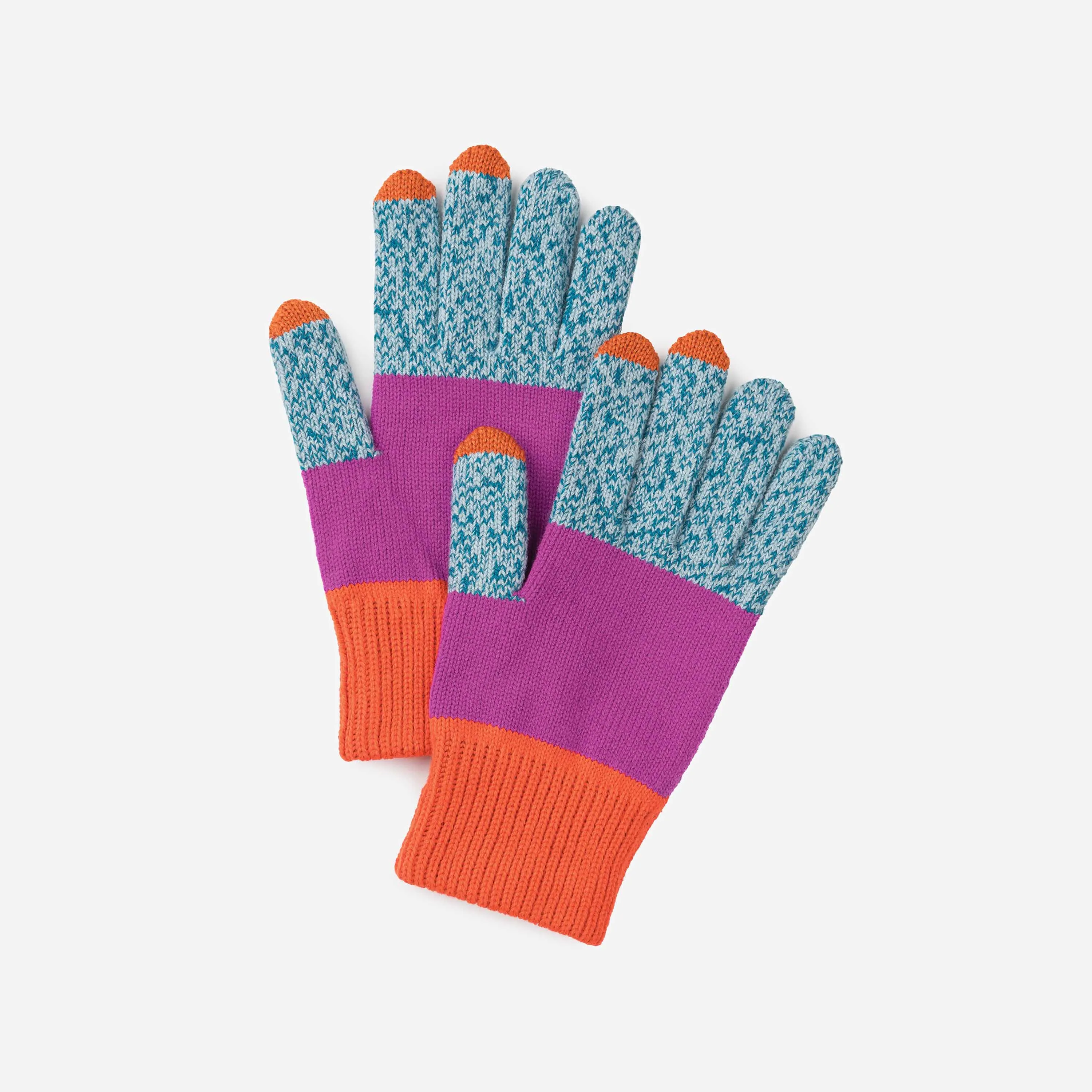 Trio Colorblock Knit Touchscreen Gloves