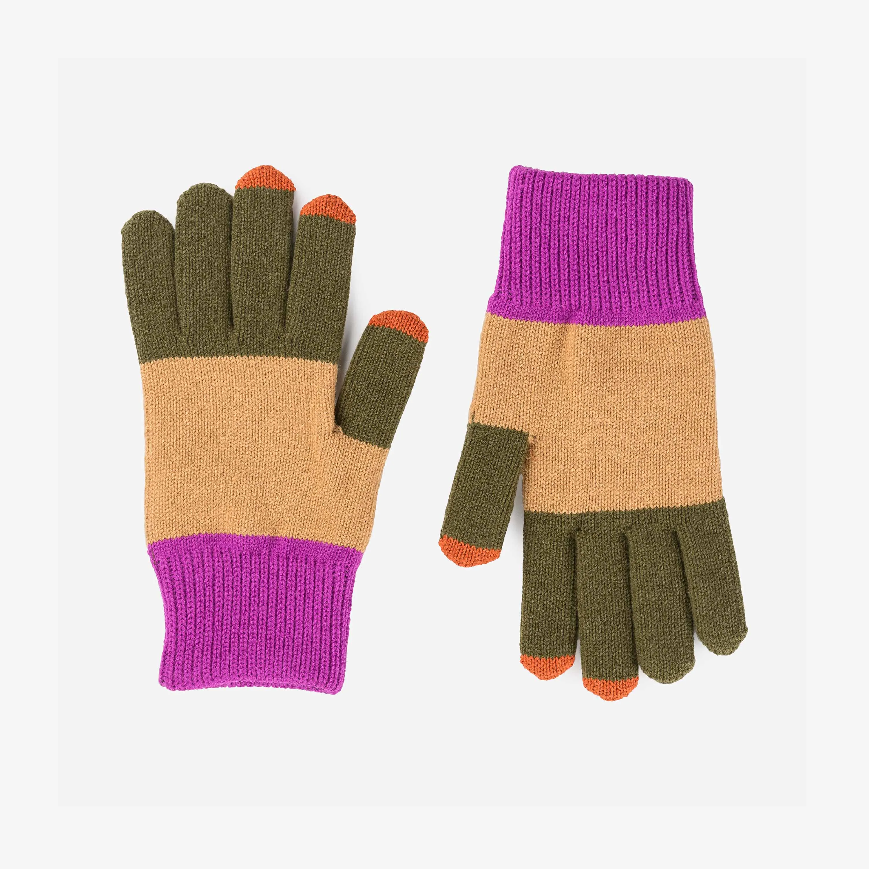 Trio Colorblock Knit Touchscreen Gloves