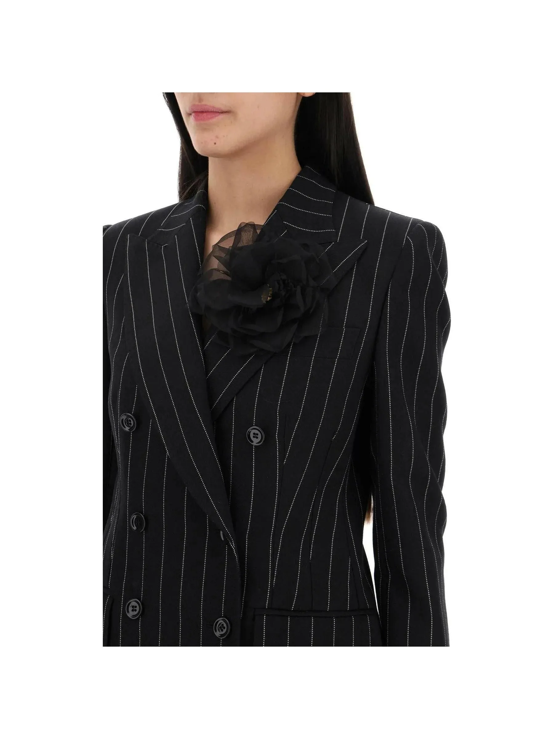 Turlington Pinstripe Double-Breasted Blazer