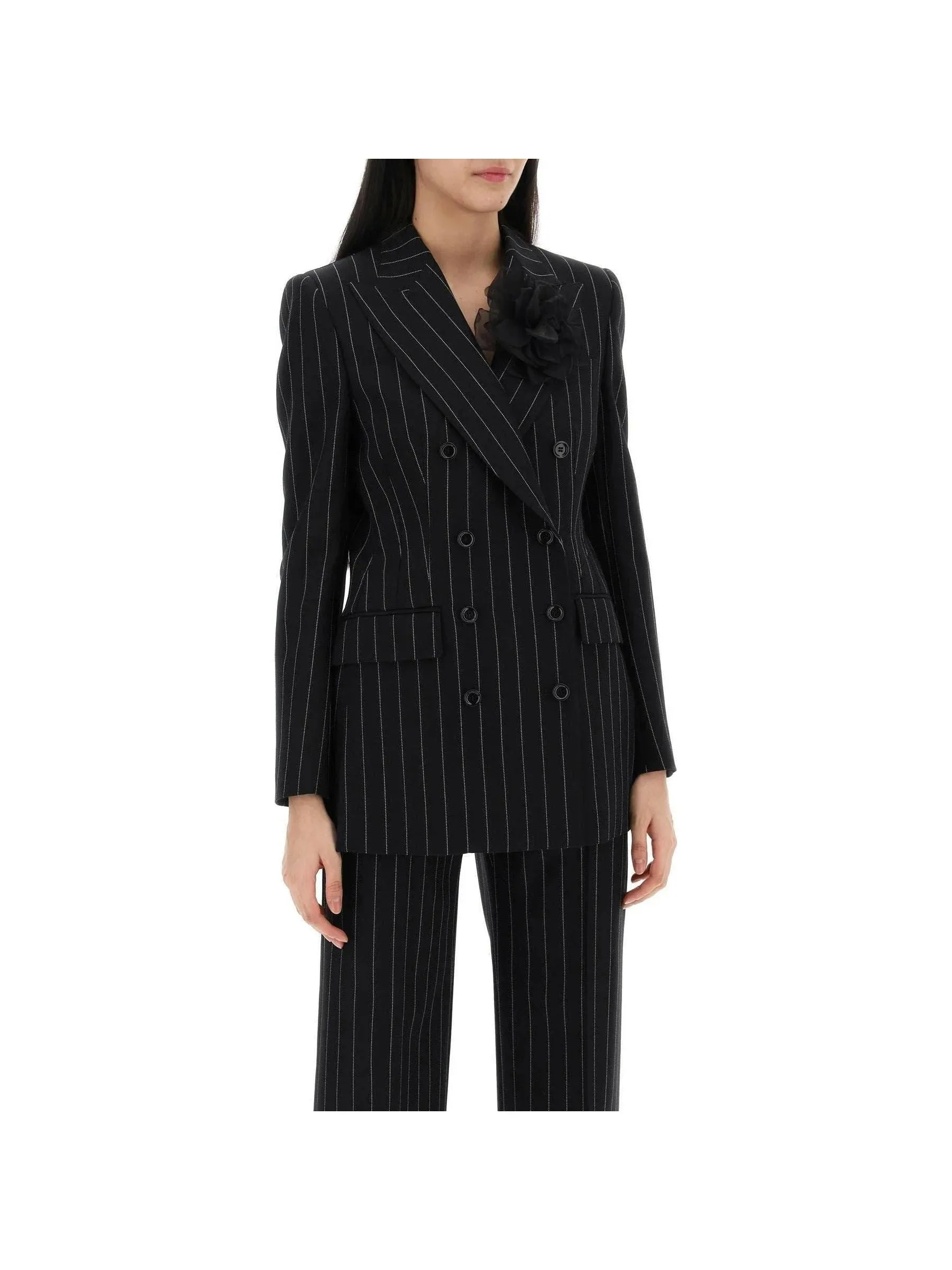 Turlington Pinstripe Double-Breasted Blazer