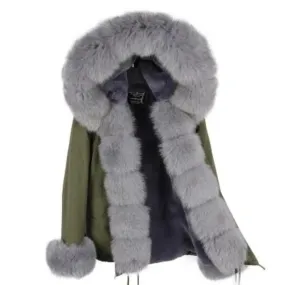 Women's Winter Casual Warm Slim Parka With Fox Fur