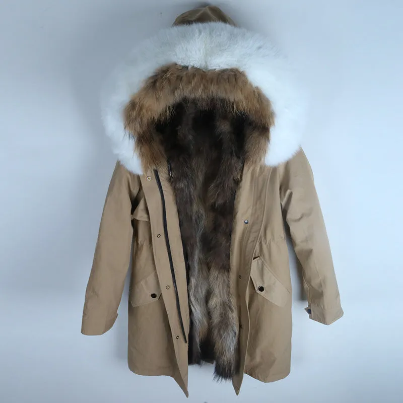 Women's Winter Casual Warm Slim Thick Parka With Fox Fur